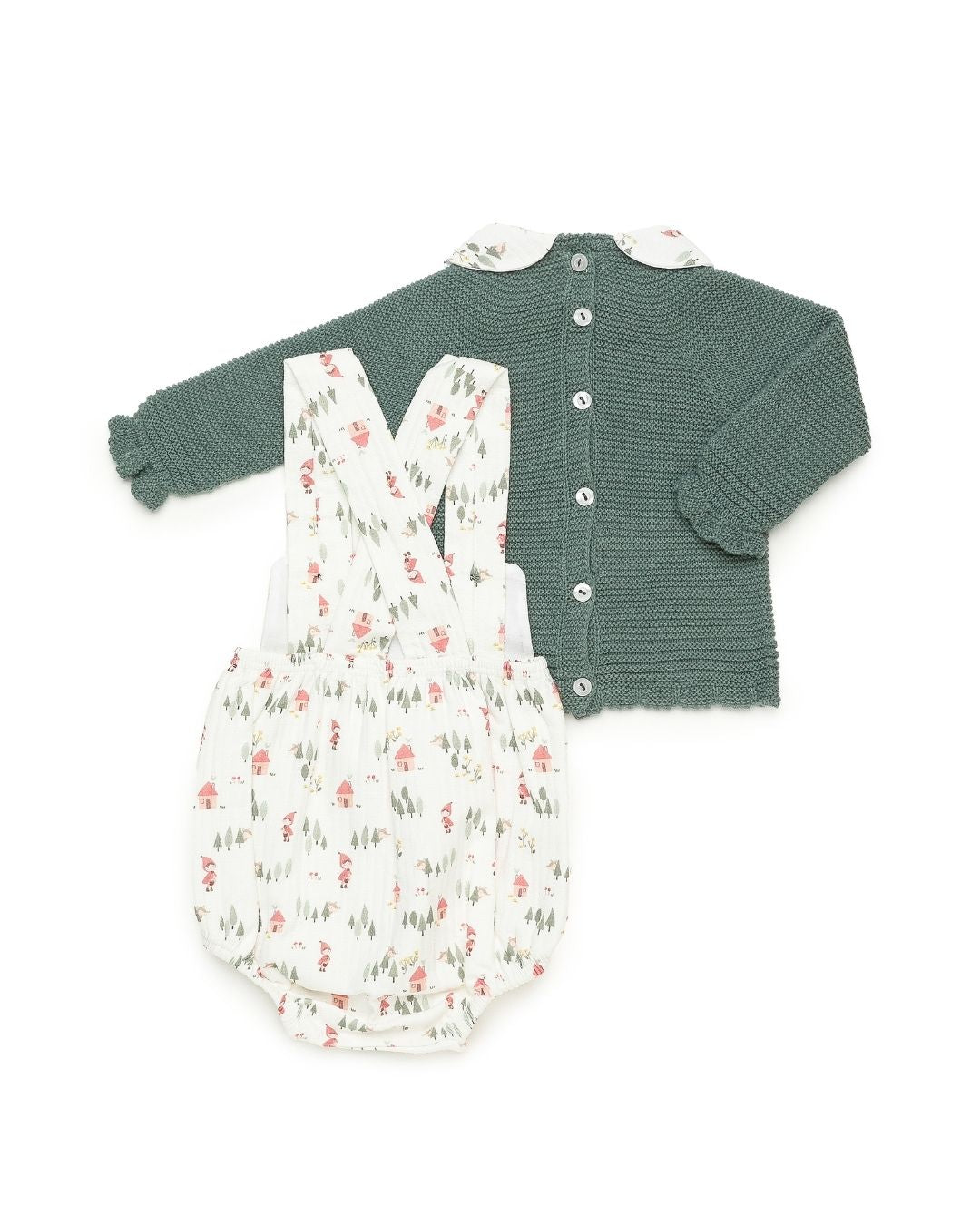 Peto Con Jersey Casitas Verde Eucalipto - Colección Refugio Juliana