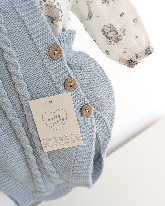 Peto Trenzas Con Blusa Ositos Cielo - Primbaby