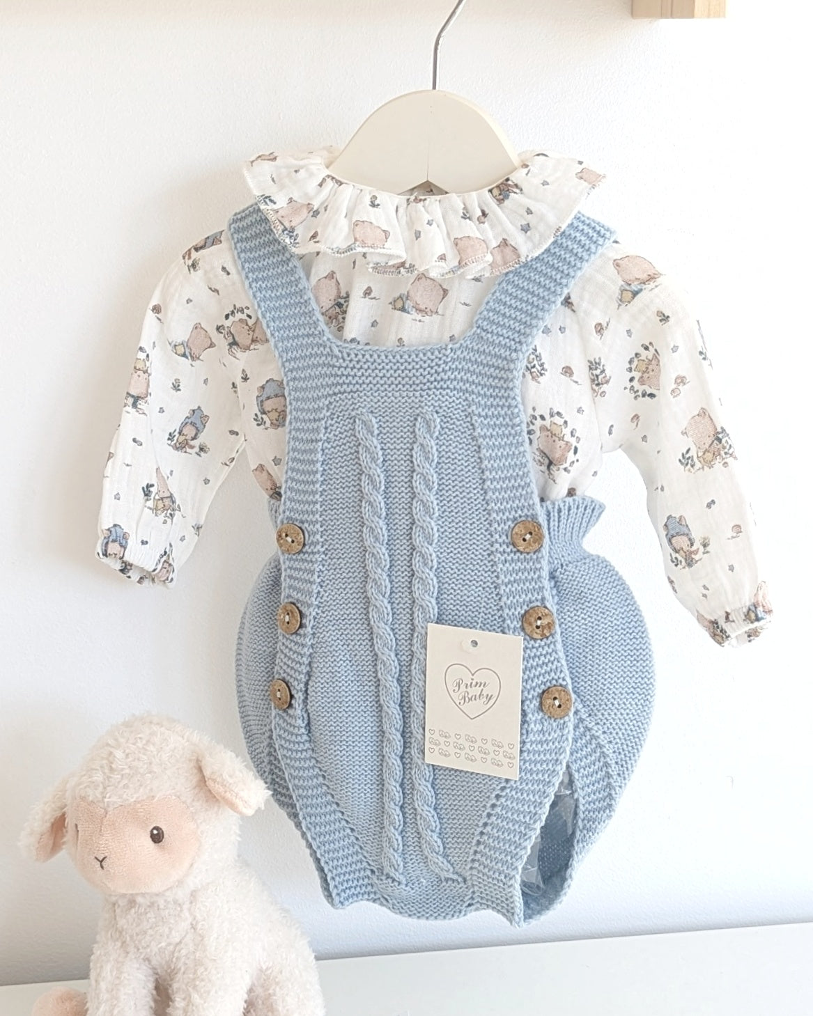 Peto Trenzas Con Blusa Ositos Cielo - Primbaby