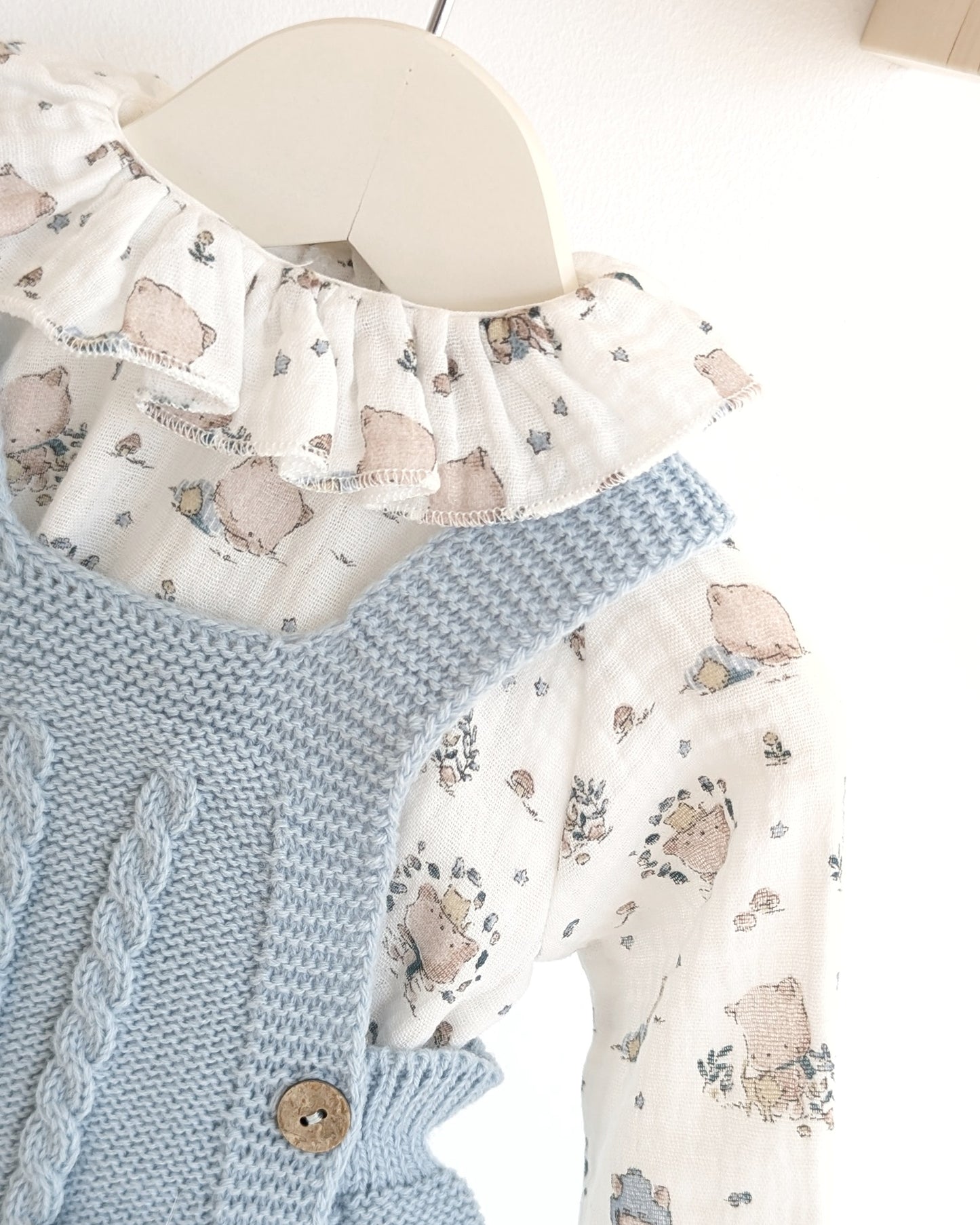 Peto Trenzas Con Blusa Ositos Cielo - Primbaby