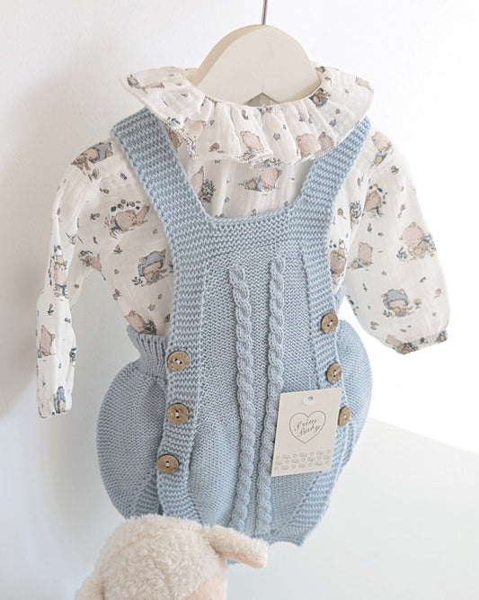 Peto Trenzas Con Blusa Ositos Cielo - Primbaby