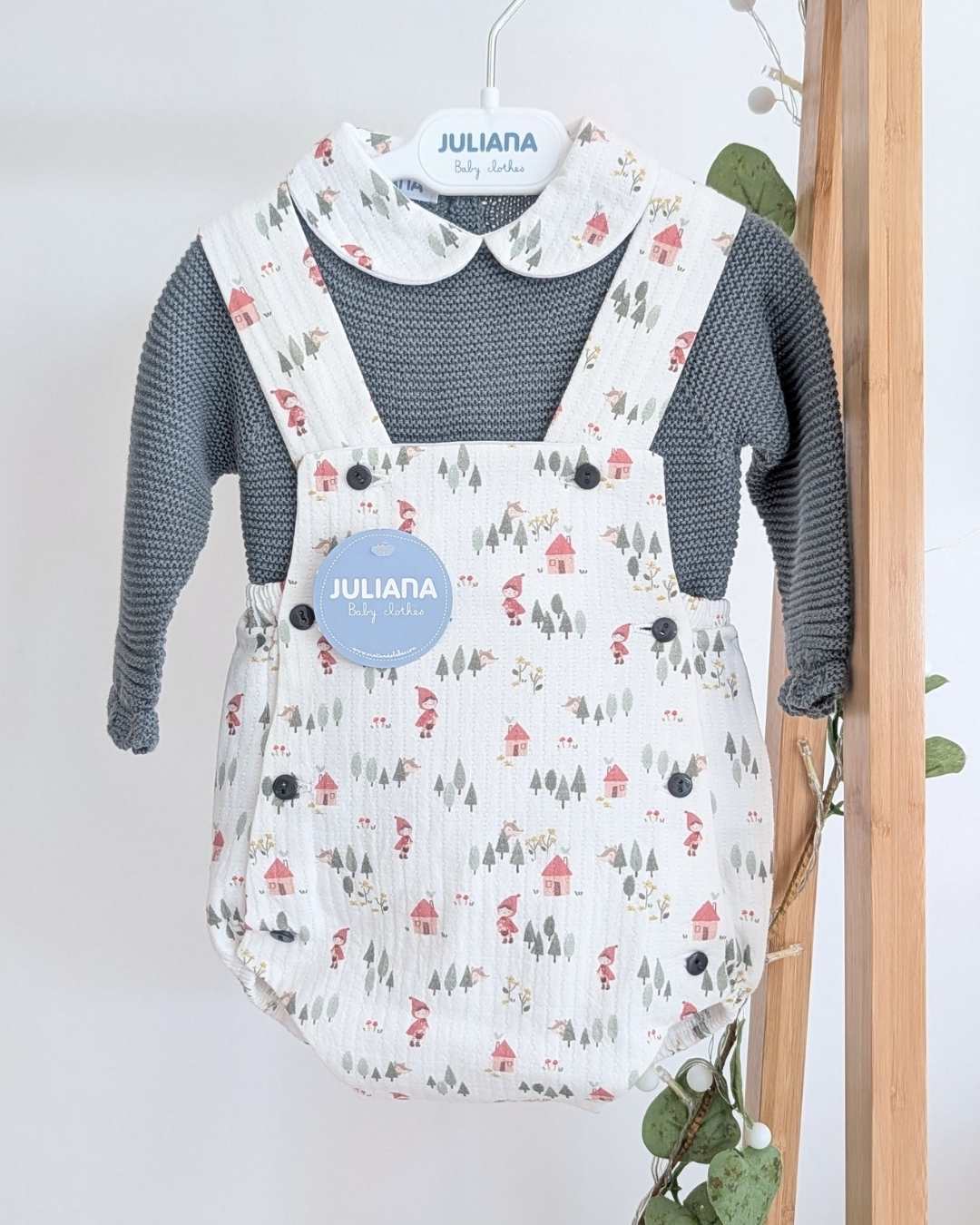 Peto Con Jersey Casitas Verde Eucalipto - Colección Refugio Juliana