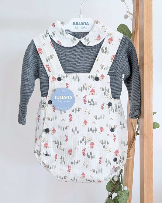 Peto Con Jersey Casitas Verde Eucalipto - Colección Refugio Juliana