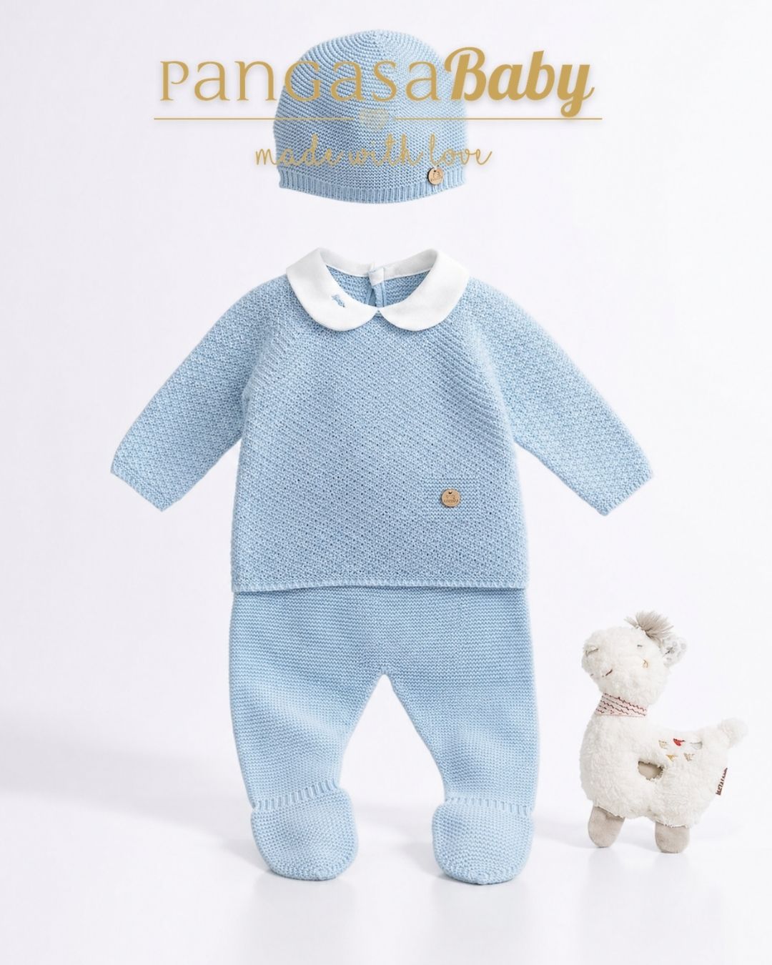 Primera Puesta Cuello Bebé Celeste Empolvado - Bird Collection Pangasa Baby