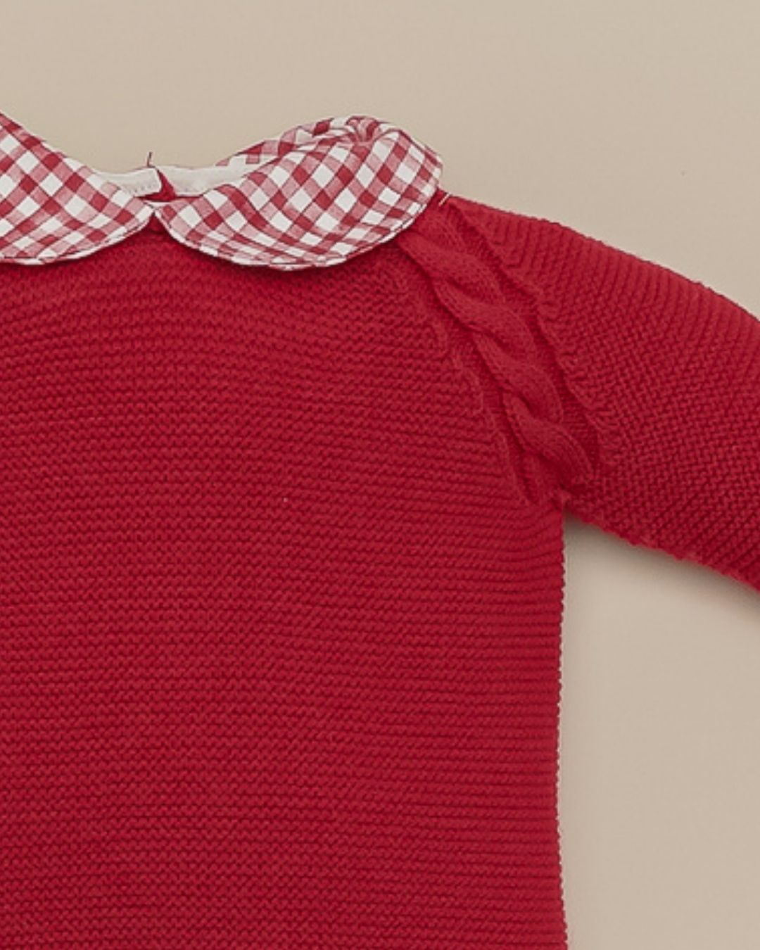 Primera Puesta Cuello Bebé Cuadros Granate 💖 Rouge Couture - Pangasa Baby