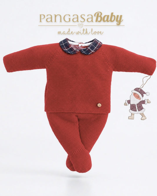 Primera Puesta Cuello Bebé Granate - Christmas Collection Pangasa Baby
