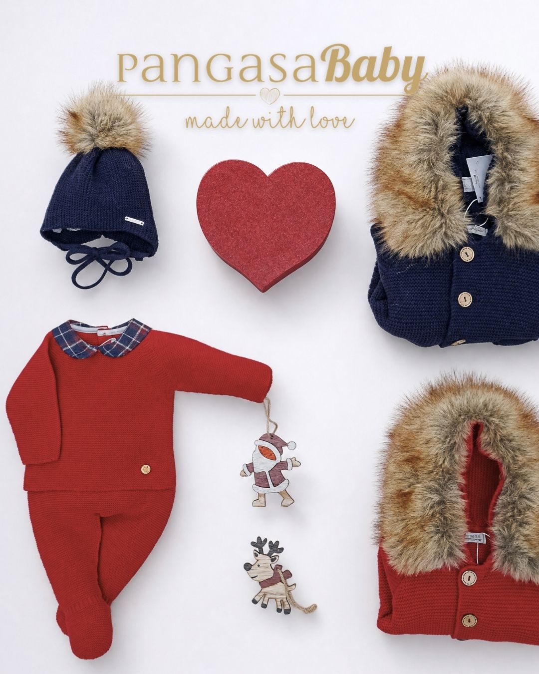 Primera Puesta Cuello Bebé Granate - Christmas Collection Pangasa Baby