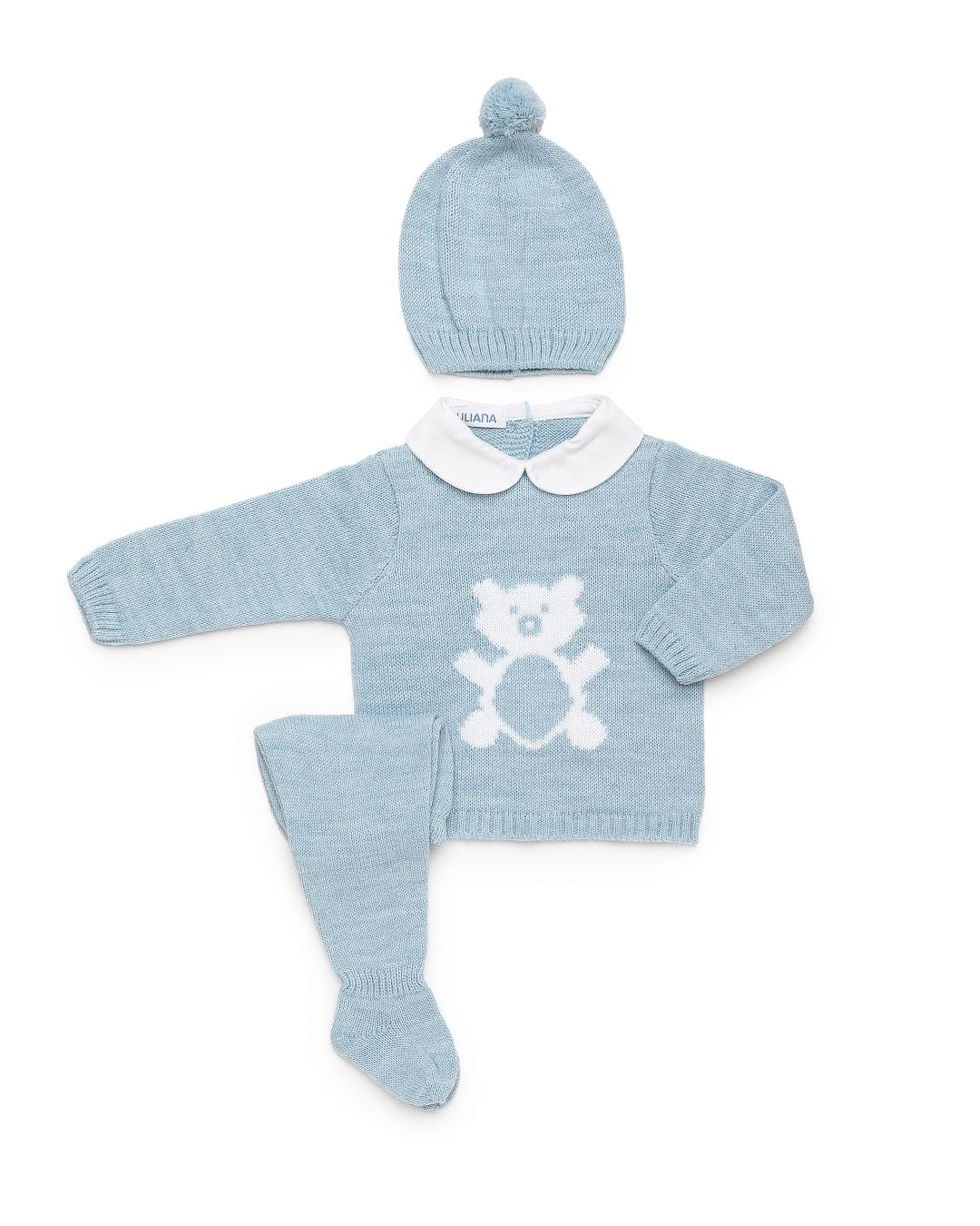 Primera Puesta Cuello Bebé Oso Azul - Colección Nido Juliana