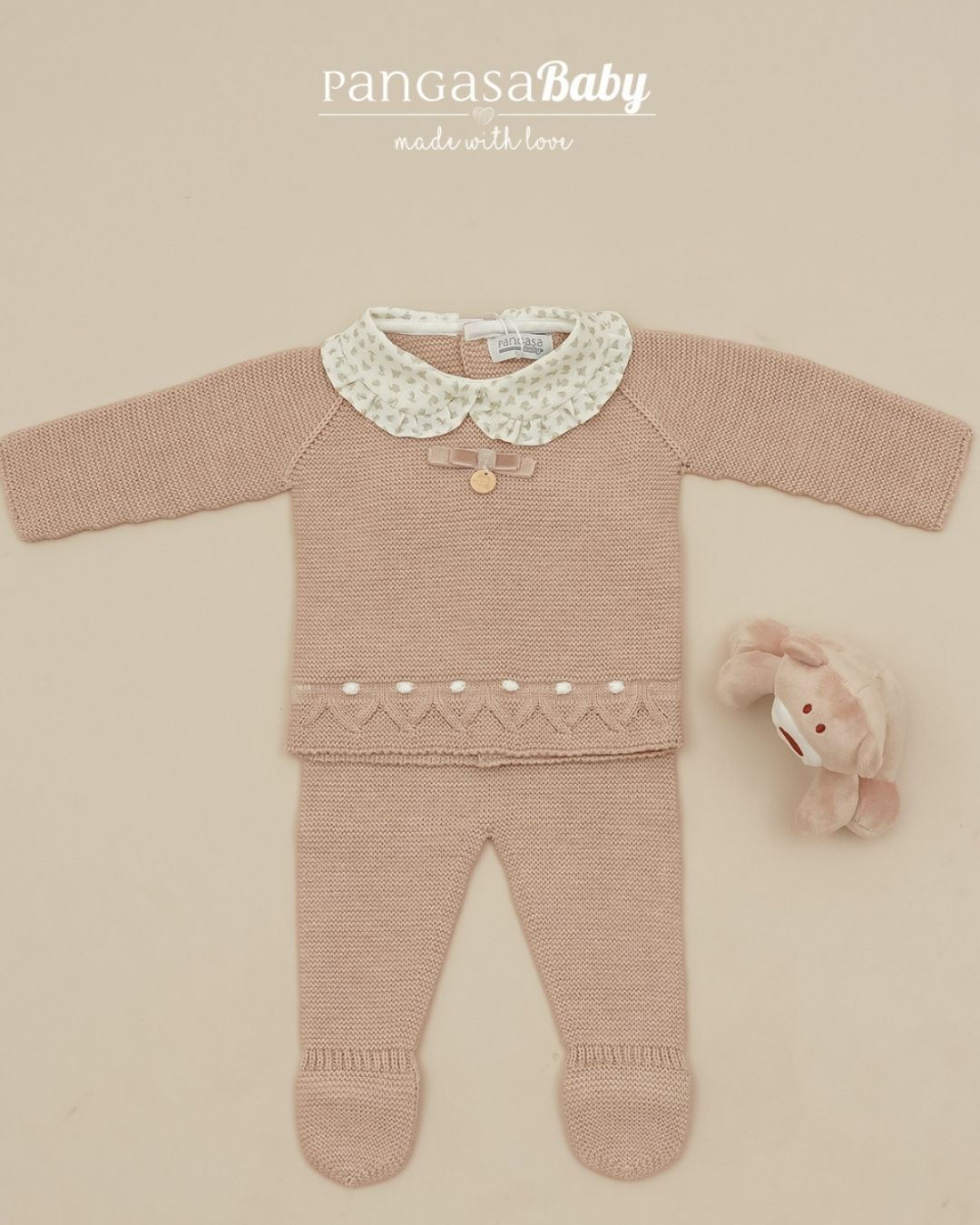 Primera Puesta Cuello Bebé Verde Hoja Flores Arena 🍃 Baby Leaves - Pangasa Baby