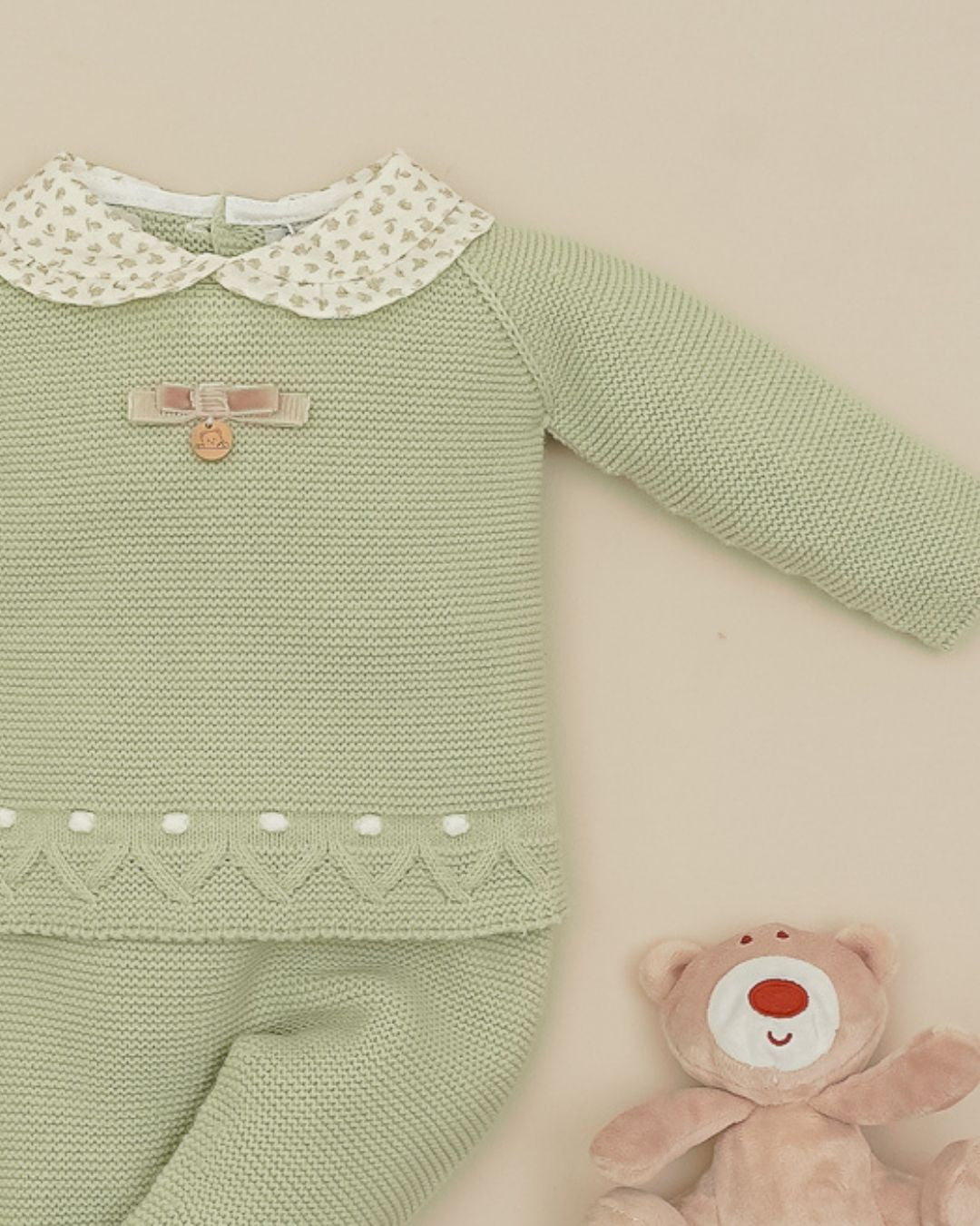 Primera Puesta Cuello Bebé Verde Hoja Flores 🍃 Baby Leaves - Pangasa Baby