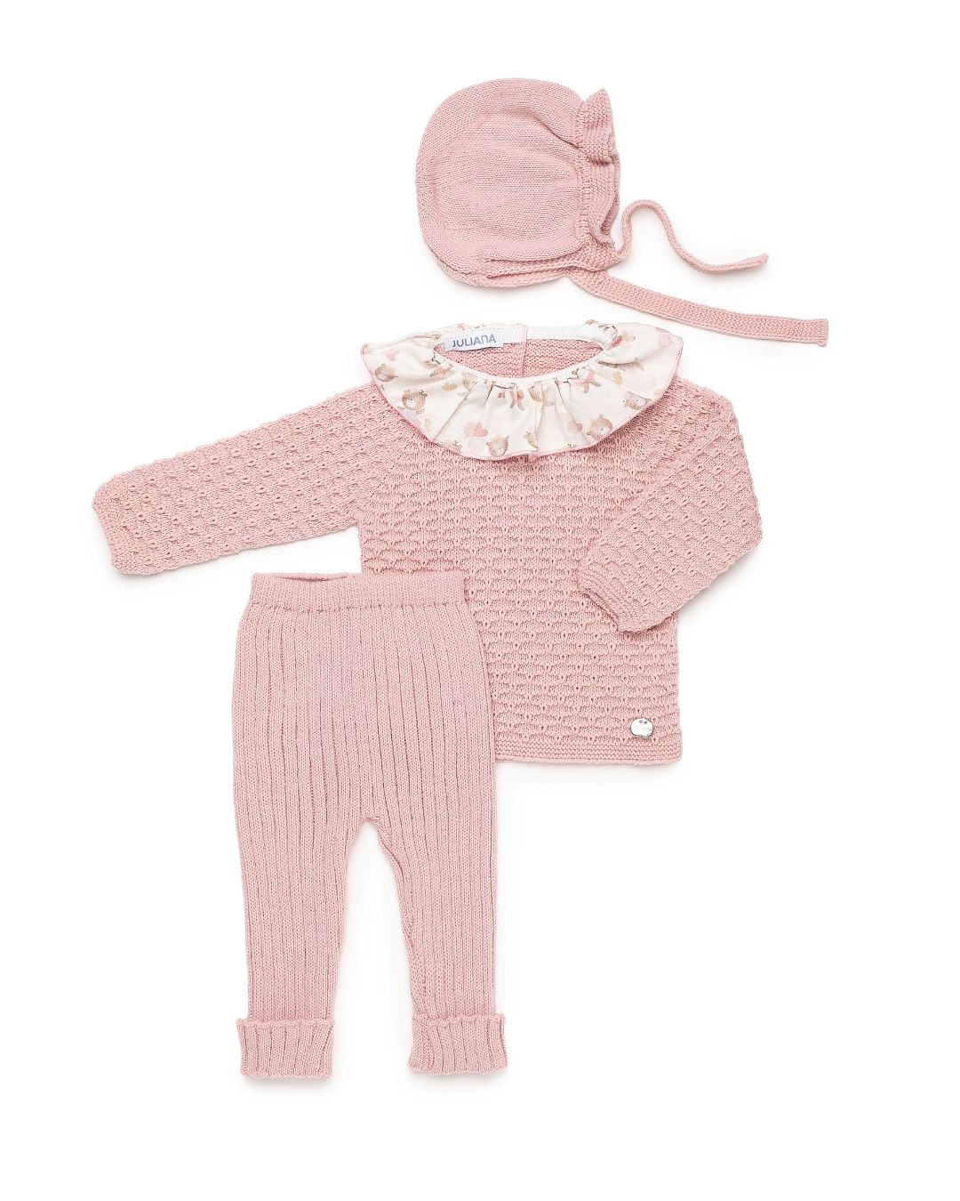 Primera Puesta Cuello Volante Muñecas Rosa Empolvado - Colección Larina Juliana