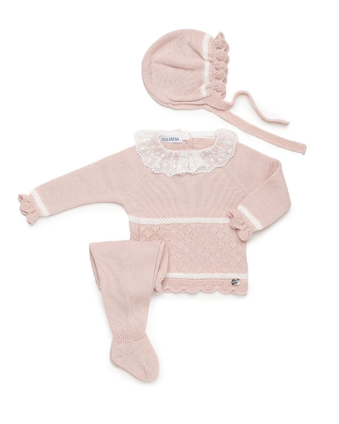 Primera Puesta Cuello Volante Rombos Rosa Palo - Colección Ladera Juliana