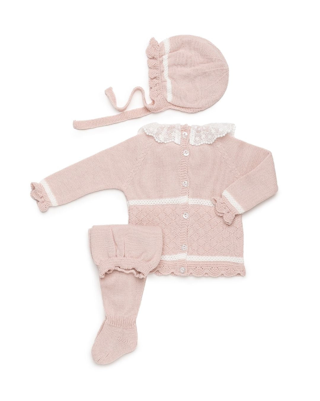 Primera Puesta Cuello Volante Rombos Rosa Palo - Colección Ladera Juliana