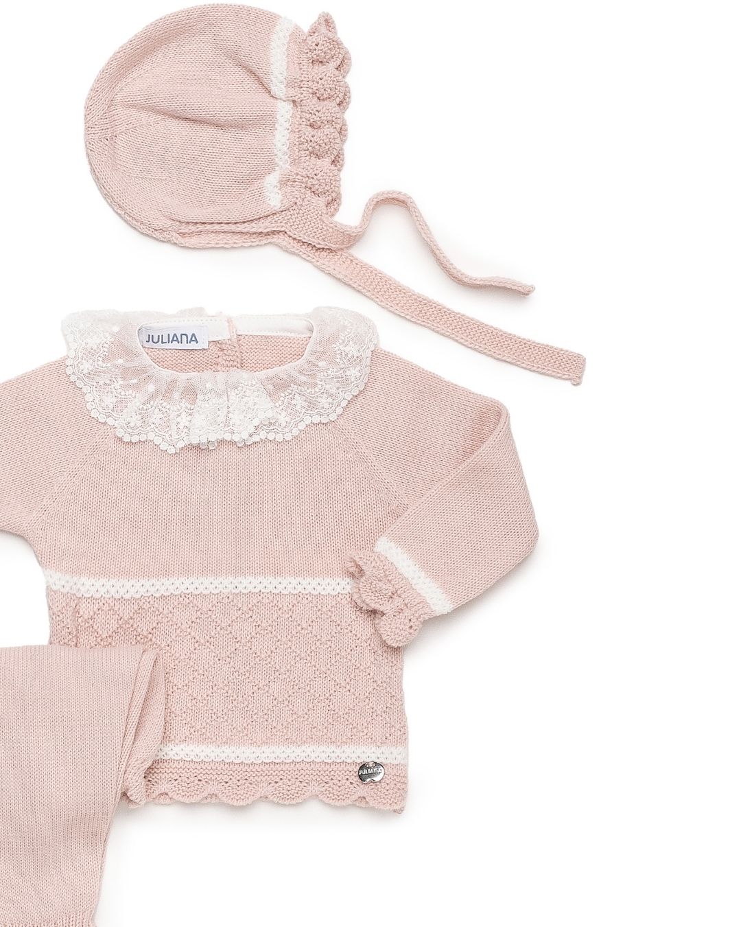 Primera Puesta Cuello Volante Rombos Rosa Palo - Colección Ladera Juliana