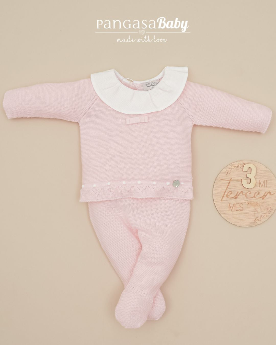 Primera Puesta Cuello Volante Rosa Bebé 2603115 - Pangasa Baby