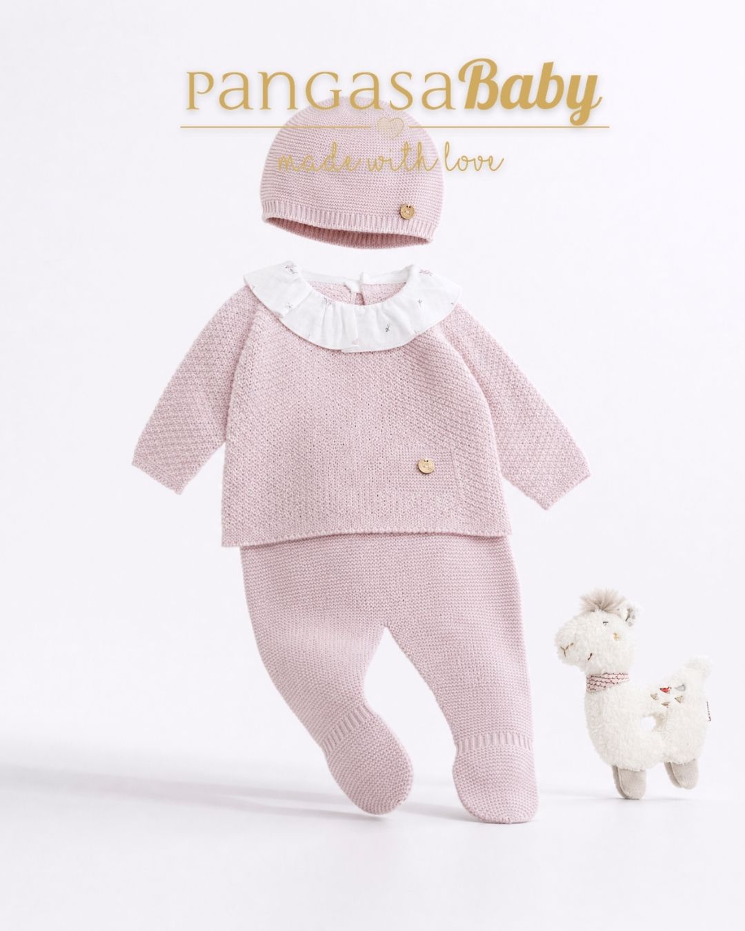 Primera Puesta Cuello Volante Rosa Empolvado - Bird Collection Pangasa Baby