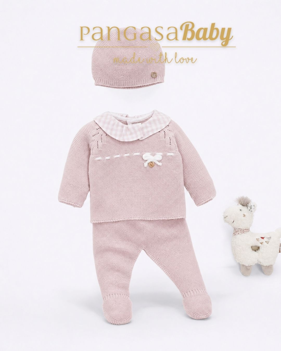 Primera Puesta Cuello Volante Rosa Empolvado - Soft Collection Pangasa Baby