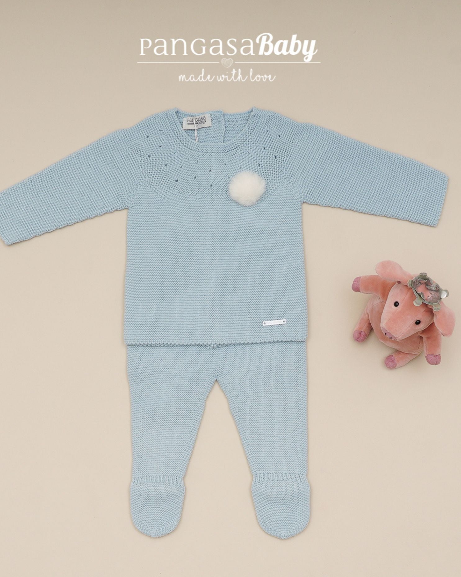 Primera Puesta Moceta Celeste Empolvado - Pangasa Baby