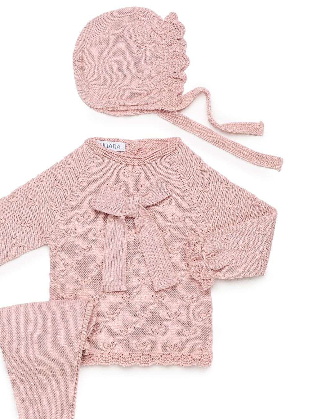 Primera Puesta Uves Lazo Rosa Empolvado - Colección Larina Juliana