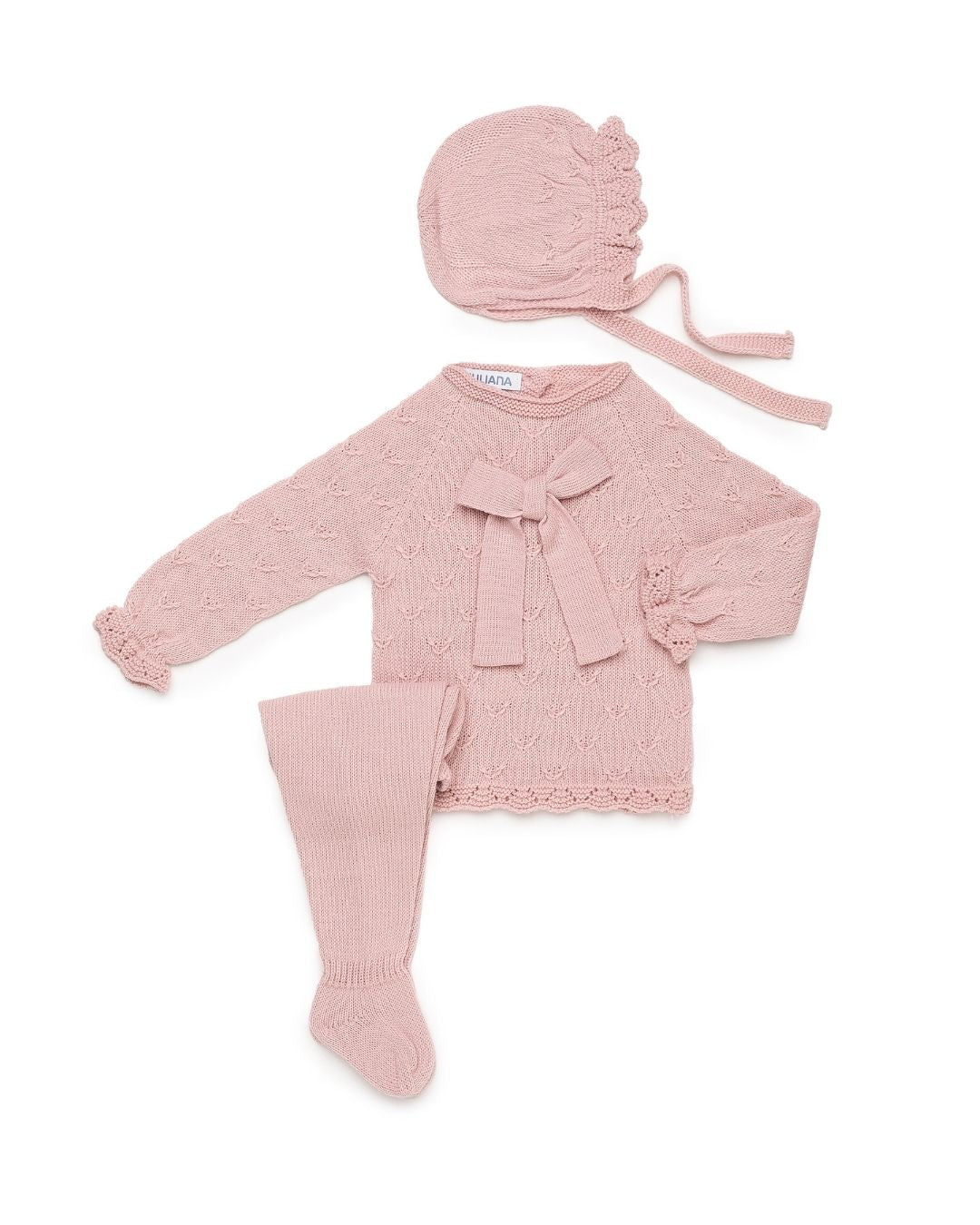 Primera Puesta Uves Lazo Rosa Empolvado - Colección Larina Juliana