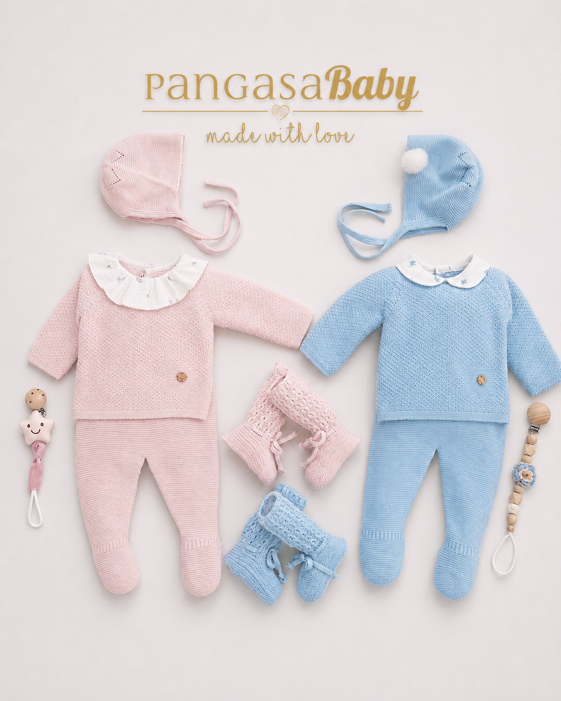 Primera Puesta Cuello Bebé Celeste Empolvado - Bird Collection Pangasa Baby