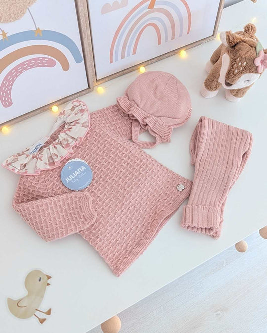 Primera Puesta Cuello Volante Muñecas Rosa Empolvado - Colección Larina Juliana