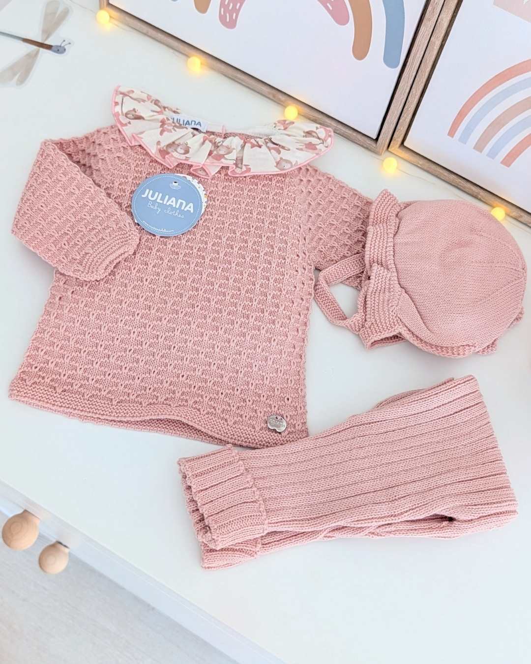 Primera Puesta Cuello Volante Muñecas Rosa Empolvado - Colección Larina Juliana