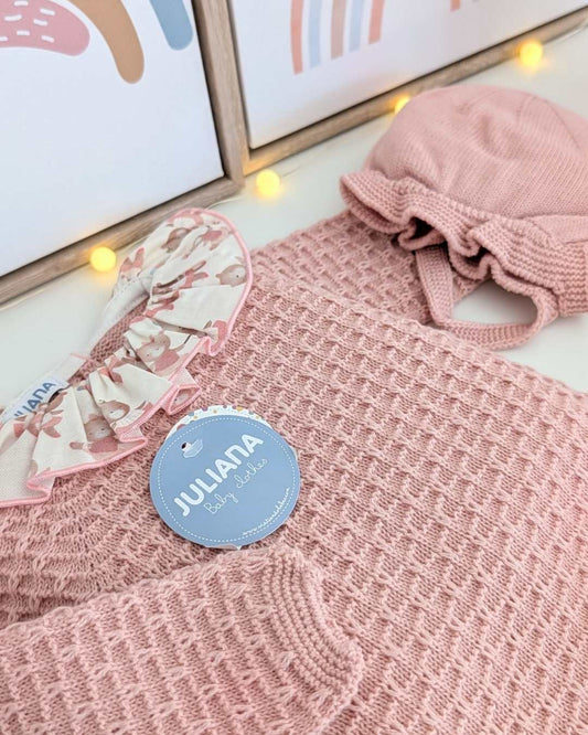Primera Puesta Cuello Volante Muñecas Rosa Empolvado - Colección Larina Juliana