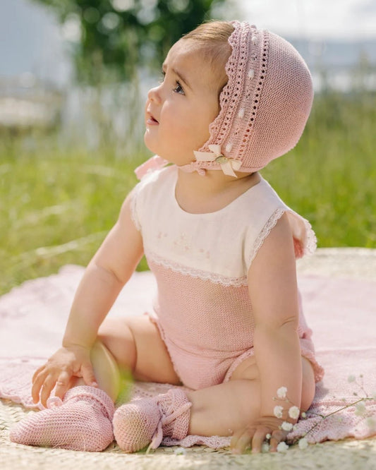 Ranita Bebé + Capota + patucos ALEGRA Niña Rosa Tiza - Paz Rodriguez