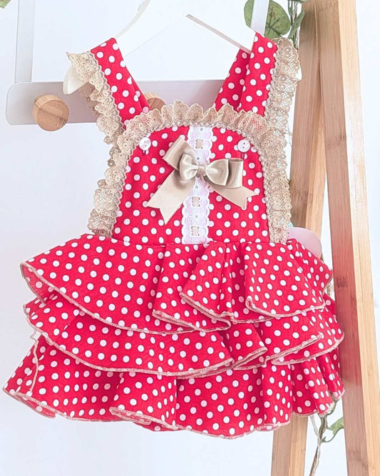 Ranita Flamenca Niña Volantes Rojo