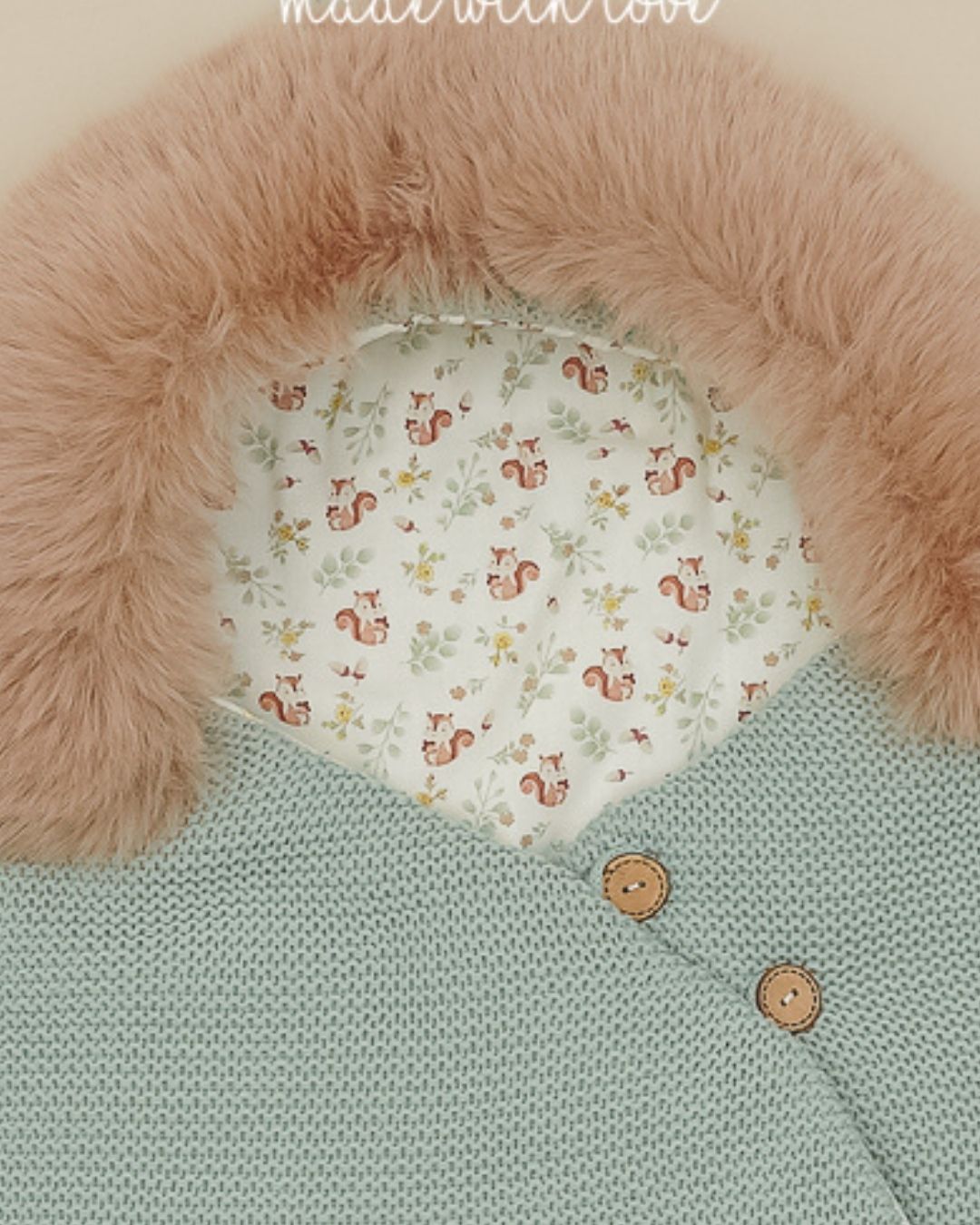 Saco Ardilla Pelo Sintetico Verde Mint 🐿Soft & Wild - Pangasa Baby