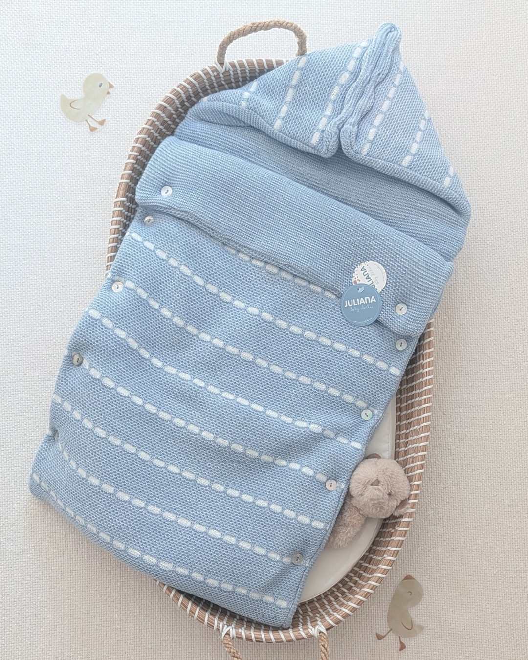 Saco Botones Recogidas Azul Crudo - Juliana