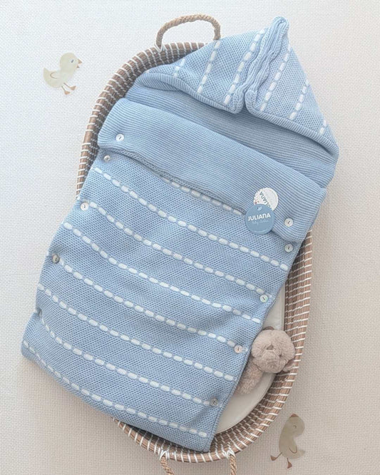 Saco Botones Recogidas Azul Crudo - Juliana