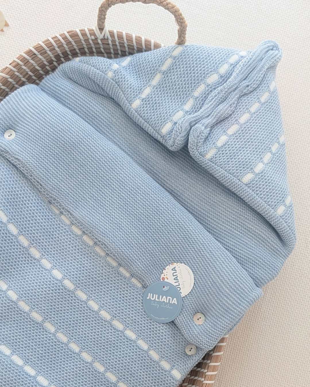 Saco Botones Recogidas Azul Crudo - Juliana