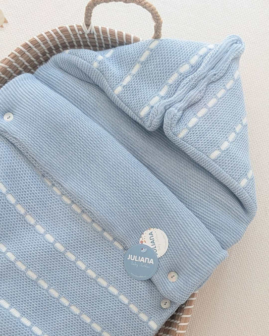 Saco Botones Recogidas Azul Crudo - Juliana