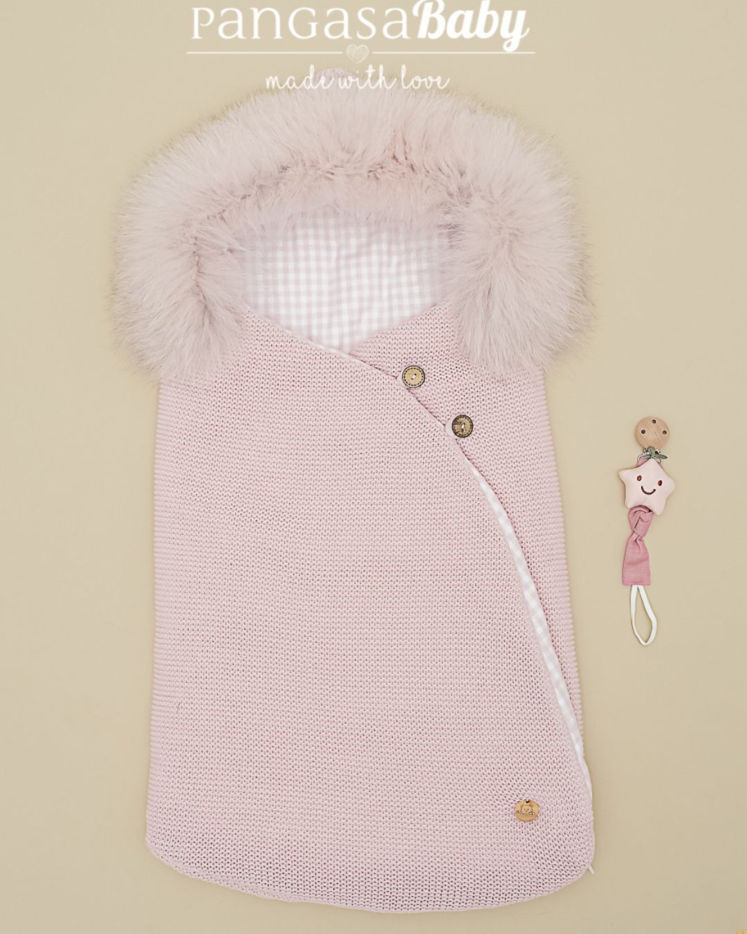 Saco Cuadros Pelo Rosa Empolvado - Soft Collection Pangasa Baby