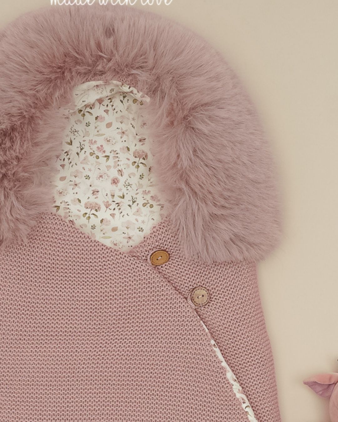 Saco Pelo Natural Rosa Vintage Flores 🌸 Velvet Pink - Pangasa Baby