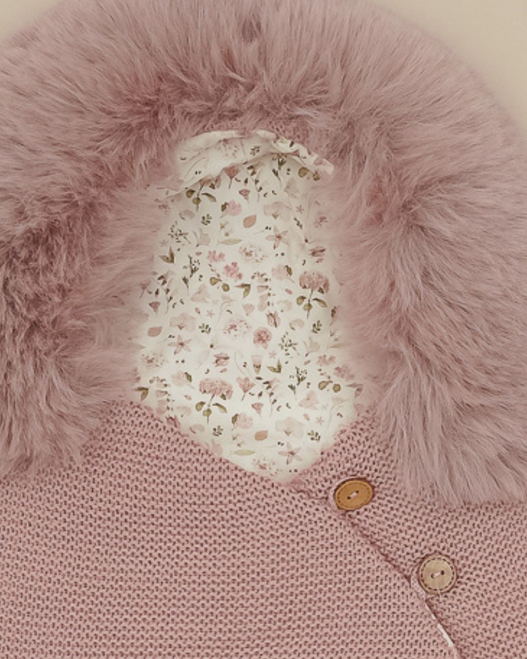 Saco Pelo Natural Rosa Vintage Flores 🌸 Velvet Pink - Pangasa Baby