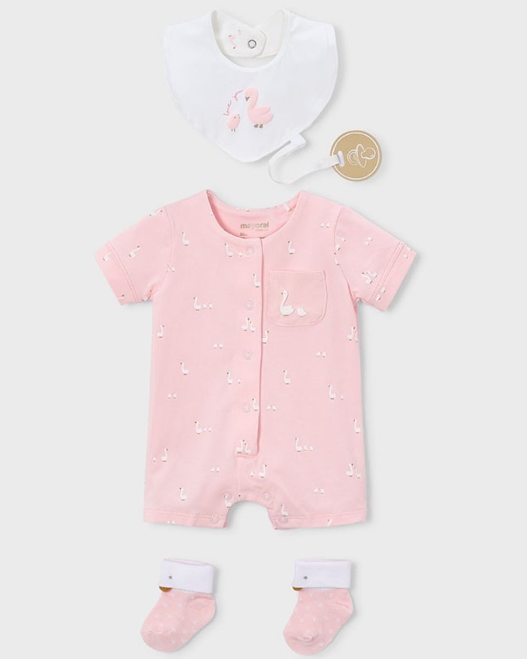 Set Regalo Pelele Corto Patos Rosa 1727-082 - Mayoral
