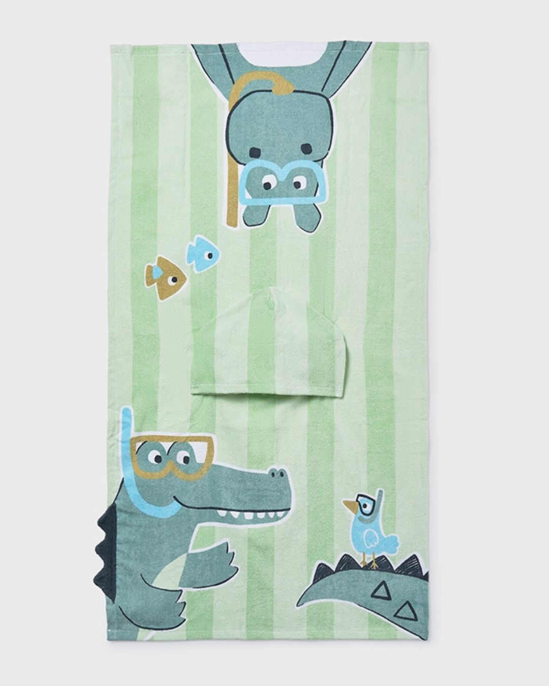 Toalla Baño con Gorro Cocodrilo Manzana 9113-073 - Mayoral
