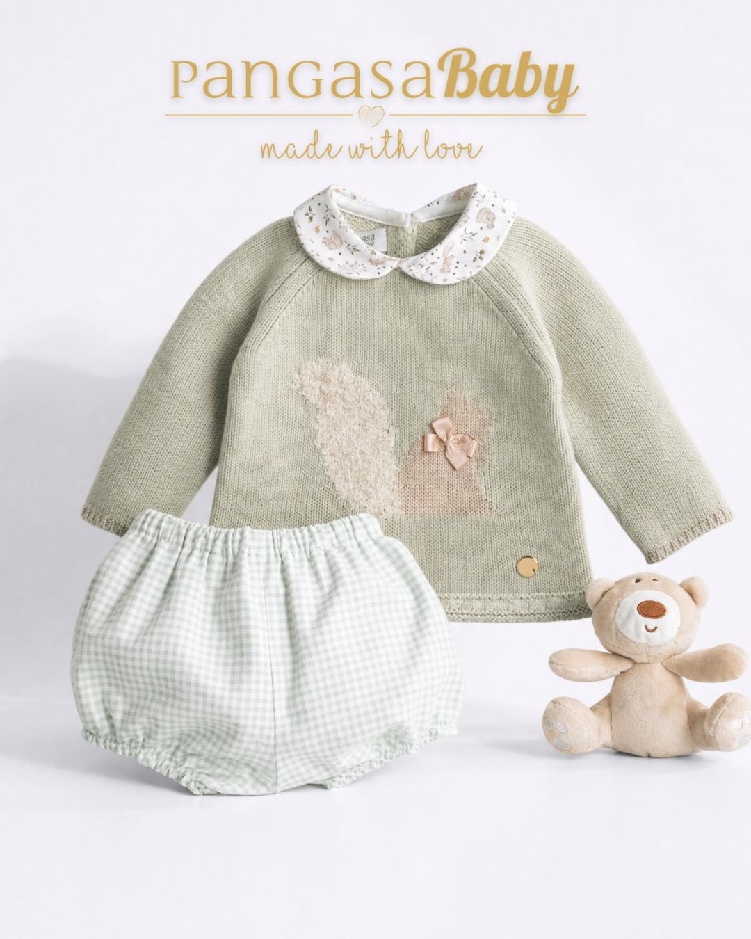 Traje 2P Ardilla Verde Hoja - Ardilla Collection Pangasa Baby