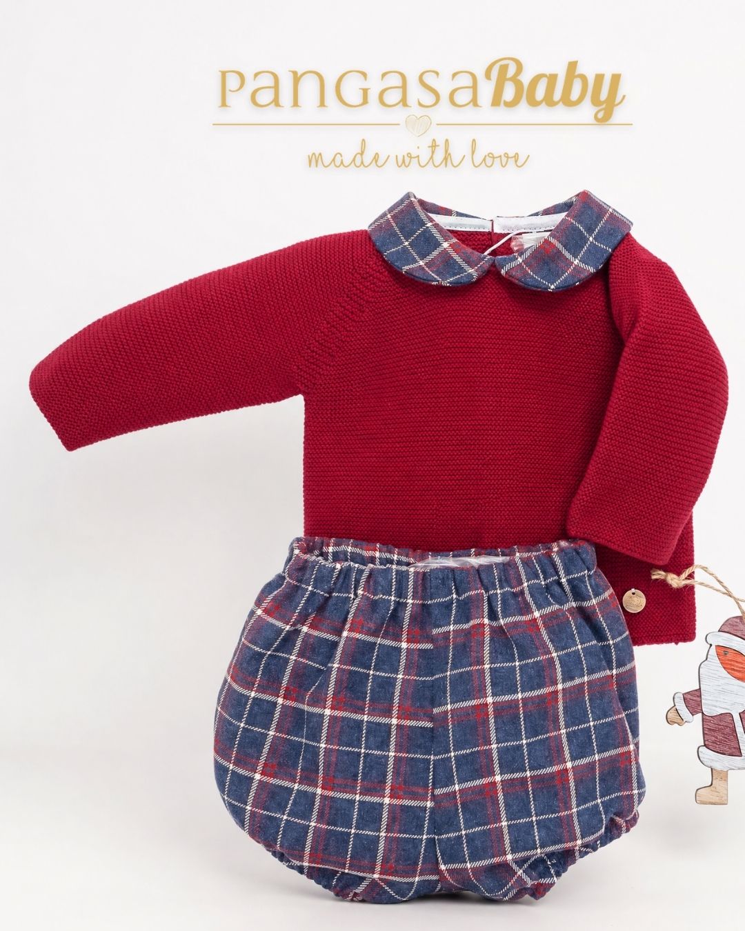 Traje 2P Cuadros Granate - Christmas Collection Pangasa Baby