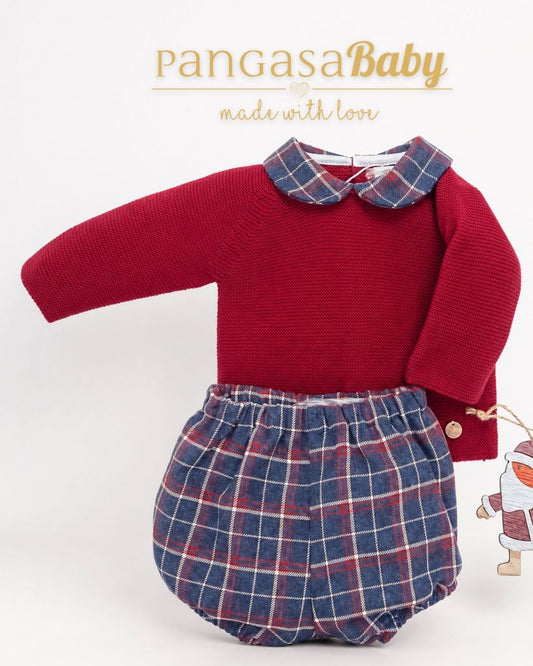 Traje 2P Cuadros Granate - Christmas Collection Pangasa Baby