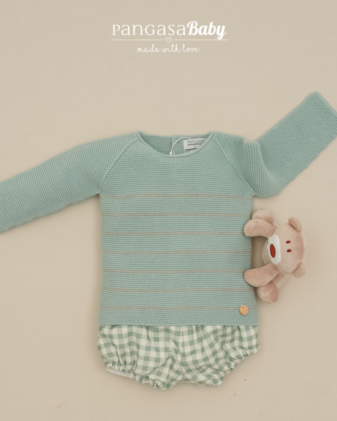 Traje 2P Cuadros VP Verde Mint - Pangasa Baby