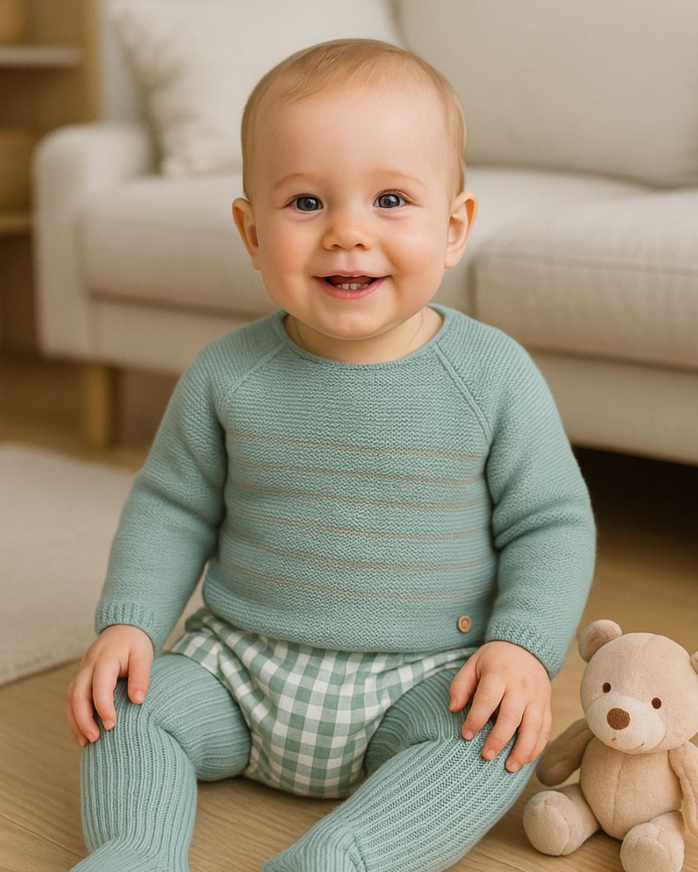 Traje 2P Cuadros VP Verde Mint - Pangasa Baby