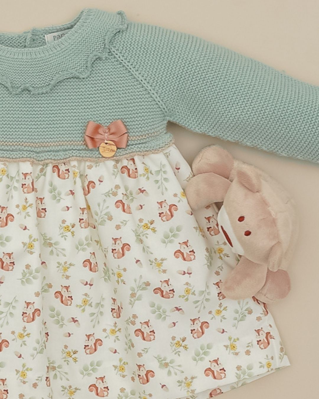 Vestido Ardilla Verde Empolvado🐿Soft & Wild - Pangasa Baby