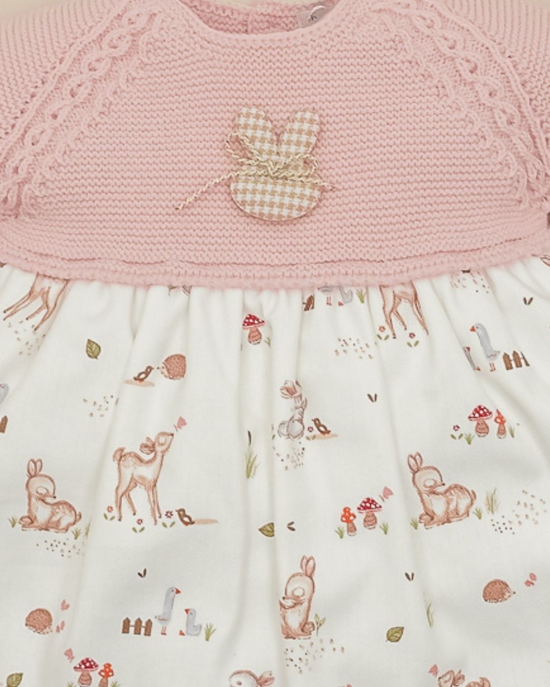 Vestido Bambi y Conejos Rosa Empolvado 🦌 Petite Bambi - Pangasa Baby