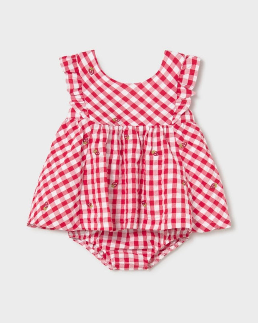 Vestido Bebé Niña Vichy Fresas Rojo 1814-032 - Mayoral
