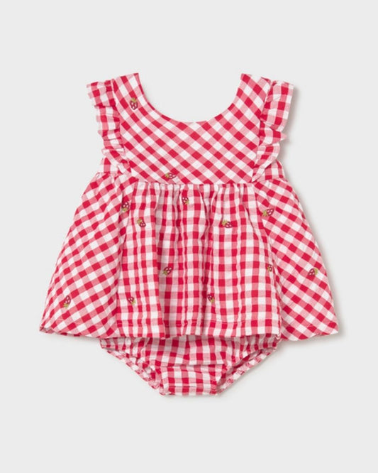 Vestido Bebé Niña Vichy Fresas Rojo 1814-032 - Mayoral