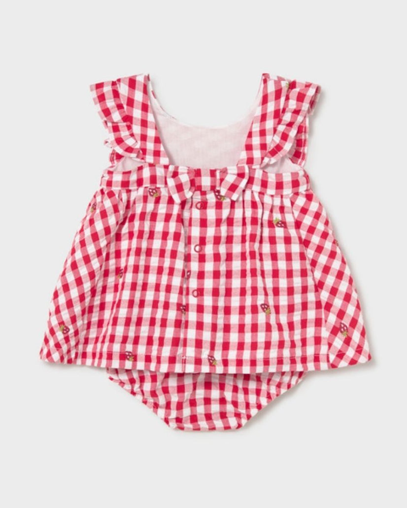 Vestido Bebé Niña Vichy Fresas Rojo 1814-032 - Mayoral